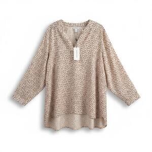 Carolina Belle Montreal Beige Black Dot Blouse – Size 3X – NWT